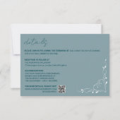Elegant Blue Floral Wedding Details Card 出欠カード (正面)