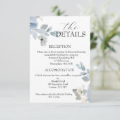 Elegant Blue Floral Wedding Details Enclosure Card エンクロージャーカード (スタンド正面)