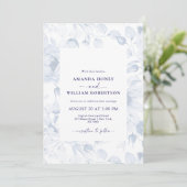 Elegant Blue Floral Wedding Invitation 招待状 (スタンド正面)
