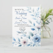 Elegant Blue Floral Wedding Invitation 招待状 (スタンド正面)