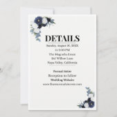 Elegant Blue Floral Wedding Invitation 招待状 (正面)