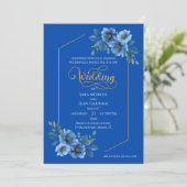 Elegant Blue Floral Wedding Invitation 招待状 (スタンド正面)