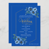 Elegant Blue Floral Wedding Invitation 招待状 (正面/裏面)