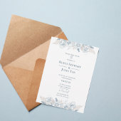 Elegant Blue Floral Wedding Invitation 招待状