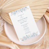 Elegant Blue Floral Wedding Invitation 招待状