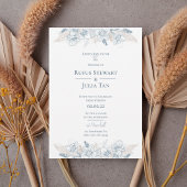 Elegant Blue Floral Wedding Invitation 招待状