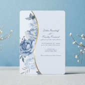 Elegant Blue Floral Wedding Invitation  招待状