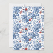 Elegant Blue Floral Wedding Invitation 招待状 (裏面)