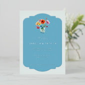 Elegant Blue Floral Wedding Invitation 箔招待状 (立ち正面)