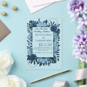  Elegant Blue Floral Wedding Invitation Template   アクリル招待状 (インサイチュ (ウェディング))