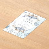 Elegant Blue Floral Wedding Invitation with Dove a アクリル招待状 (レイダウン)