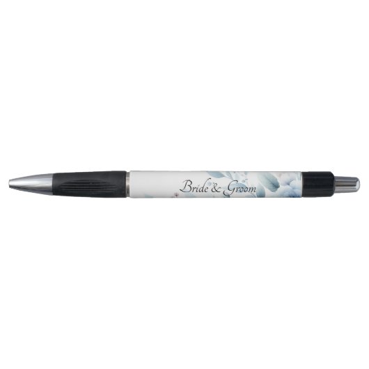 Elegant Blue Floral Wedding Pen ボールペン (正面)