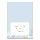 Elegant Blue Floral Wedding Place Cards テーブルナンバー (正面)