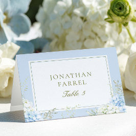 Elegant Blue Floral Wedding Place Cards テーブルナンバー