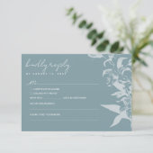 Elegant Blue Floral Wedding RSVP Card (スタンド正面)