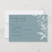 Elegant Blue Floral Wedding RSVP Card (正面)