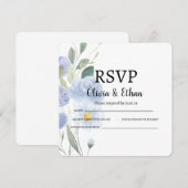 Elegant Blue Floral Wedding RSVP Card (正面/裏面)