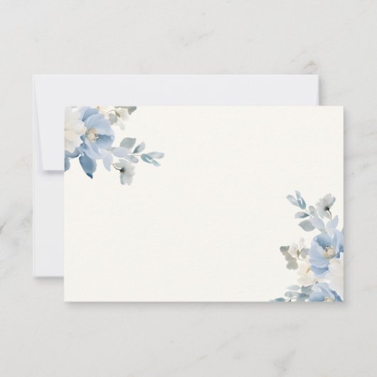 Elegant Blue Floral Wedding RSVP Card with QR Code (裏面)
