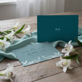 Elegant Blue Floral Wedding Save the Date Card 出欠カード