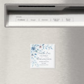 Elegant Blue Floral Wedding Save the Date Magnet マグネット (インサイチュ (食洗機))