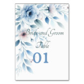 Elegant Blue Floral Wedding Table Card テーブルナンバー (裏面)