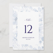 Elegant Blue Floral Wedding Table Number Card 招待状 (裏面)