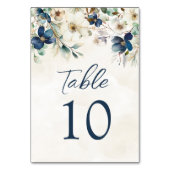 Elegant Blue Floral Wedding Table Number Cards テーブルナンバー (裏面)