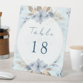 Elegant Blue Floral Wedding Table Number | Printab 台座サイン (インサイチュ)