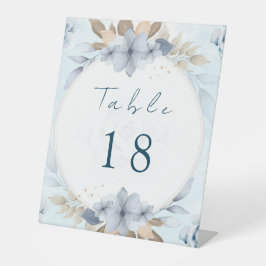Elegant Blue Floral Wedding Table Number | Printab 台座サイン