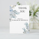 Elegant Blue Floral Wedding Thank You Card  (スタンド正面)
