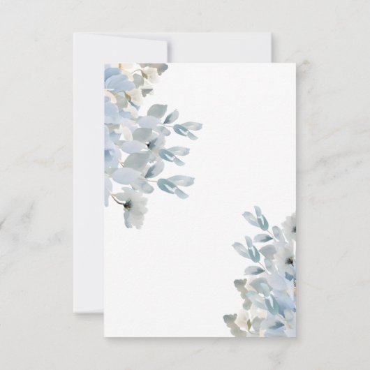 Elegant Blue Floral Wedding Thank You Card (裏面)