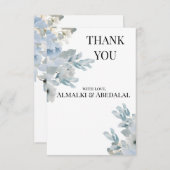 Elegant Blue Floral Wedding Thank You Card  (正面/裏面)