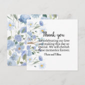 Elegant Blue Floral Wedding Thank You Card サンキューカード (正面/裏面)