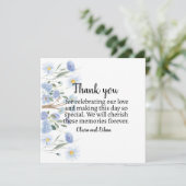Elegant Blue Floral Wedding Thank You Card サンキューカード (スタンド正面)