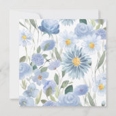 Elegant Blue Floral Wedding Thank You Card サンキューカード (裏面)