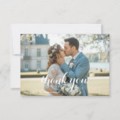 Elegant Blue Floral Wedding Thank You Card 出欠カード (正面)