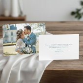 Elegant Blue Floral Wedding Thank You Card 出欠カード