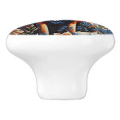 Elegant Blue Floral William Morris Inspired Fox セラミックノブ (側面)