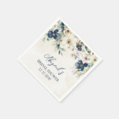 Elegant Blue Floral Winter Bridal Shower Napkin スタンダードカクテルナプキン (角)