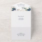 Elegant Blue Floral Winter Wedding オールインワン招待状 (外側)
