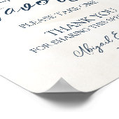 Elegant Blue Floral Winter Wedding Favors Sign ポスター (角)