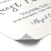 Elegant Blue Floral Winter Wedding Guest Book Sign ポスター (角)