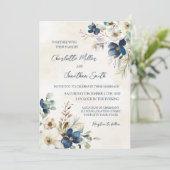 Elegant Blue Floral Winter Wedding Invitations 招待状 (スタンド正面)