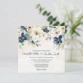 Elegant Blue Floral Winter Wedding Invitations 招待状 (スタンド正面)