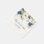 Elegant Blue Floral Winter Wedding Napkin スタンダードカクテルナプキン (角)