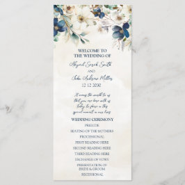 Elegant Blue Floral Winter Wedding Program プログラム
