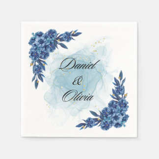"Elegant Blue Flower Napkins for Your Special Day" スタンダードカクテルナプキン