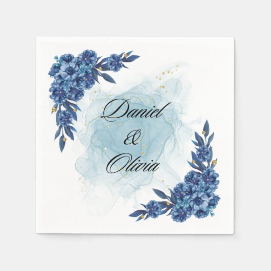 "Elegant Blue Flower Napkins for Your Special Day" スタンダードカクテルナプキン (正面)