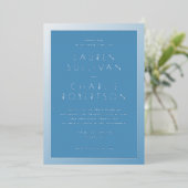 Elegant Blue Formal Wedding Invitation 箔招待状 (立ち正面)