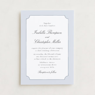 Elegant Blue Frame Classic Wedding Invitation  Kró 招待状